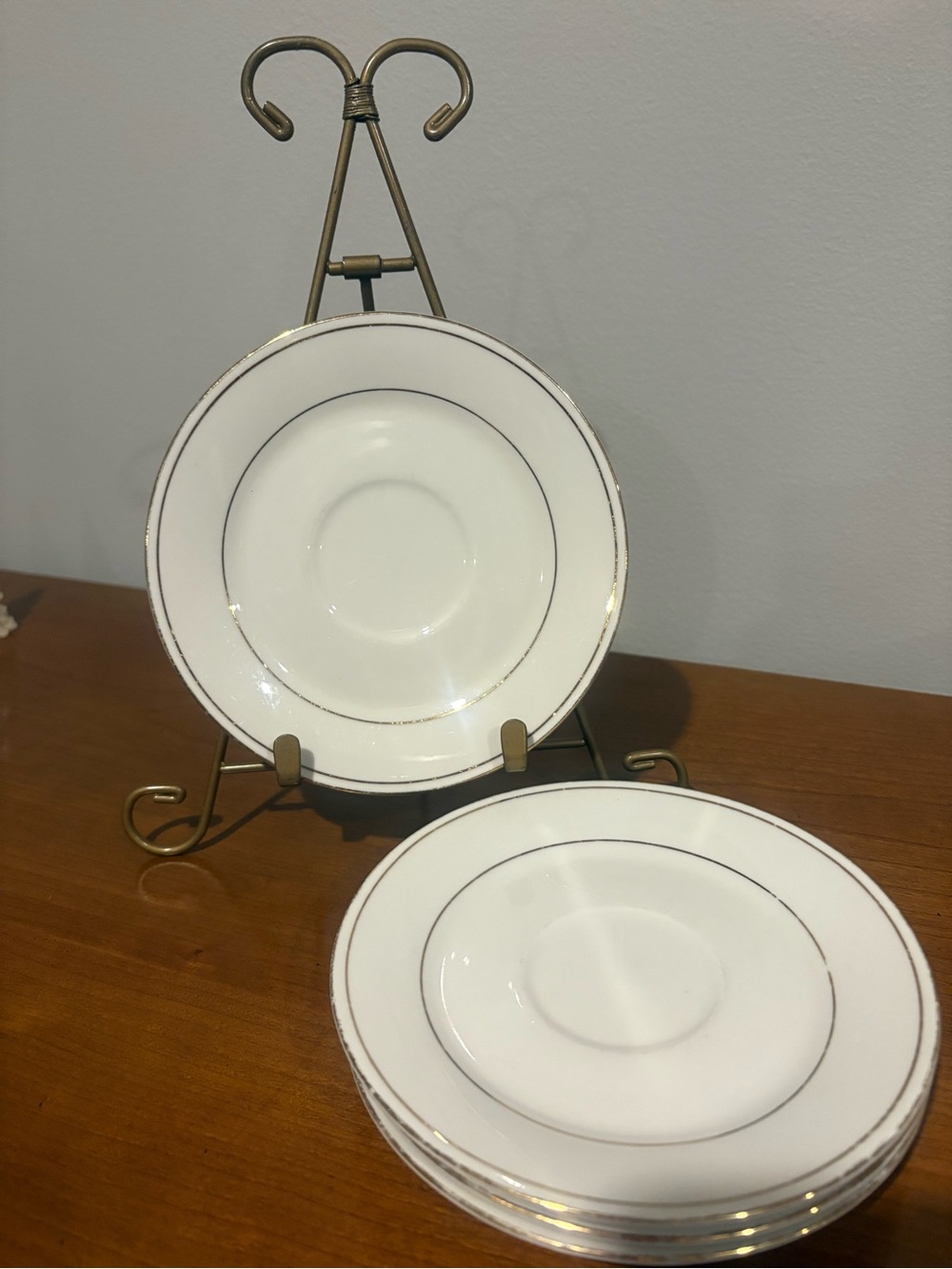 Dynasty White Porcelain Saucer with Gold Band and Trim Dining Serveware Saucers